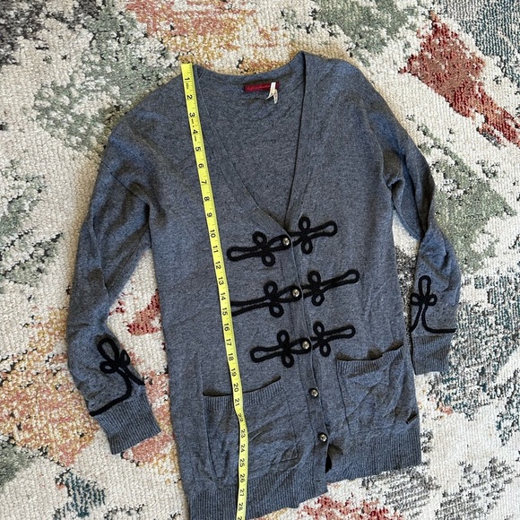 Left On Houston Vintage Style Cardigan Sweater Gray Black Women’s XS - Picture 7 of 11